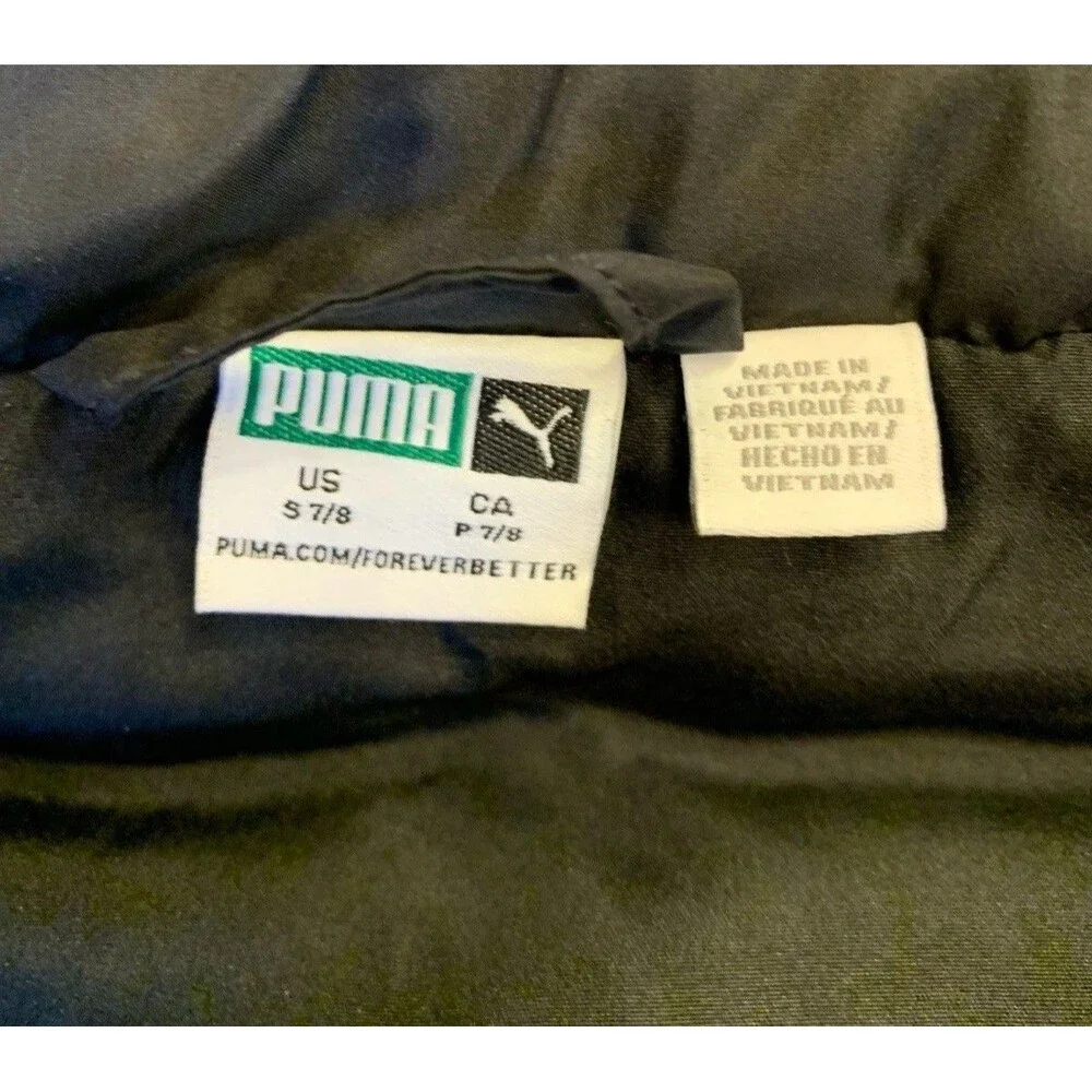 Puma Vest Size Small (7/8) Boys Kids Unisex Black Red Full Zip Logo Puffer